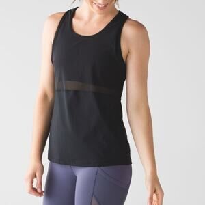 Lululemon Fast As Light 2-In-1 Tank Black Mesh Built-In Sports Bra Racerback 12
